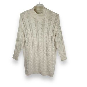 Dreamers Sweater Dress Long Cable Knit Fisherman Cream Womens Size M